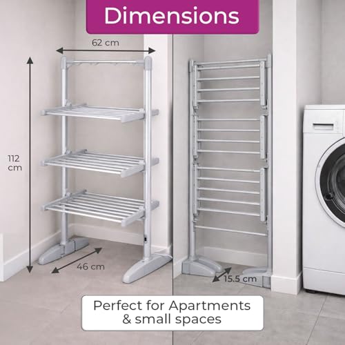 Neo Electric Heated Clothes Drying Rack 3 Tier Foldable Aluminium Laundry Airer with Cover Indoor Dryer - Image 6