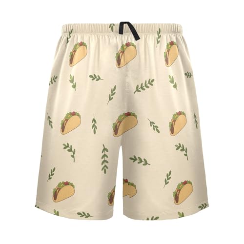Men's Pajama Shorts Taco Plant Yellow Athletic Pajama Sleep Bottoms with Pockets 2302056