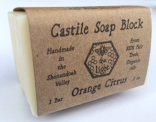 Bee The Light Pure Castile Bar Soap - Choose From Peppermint, Orange Citrus, Lavender, Or Unscented - Made From 100% Fair Trade And Organic Oils - Vegan - 5 Ounce Bars (Lavender, Pack Of 3) #TOP5