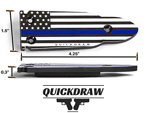 QuickDraw Magnetic Gun Mount for Vehicle Home Office 35lb Rated Gun Magnet Holder Holster Safety Rack Accessory HQ Rubber Coated Bullet Shaped Neodymium Magnet Handgun Firearm Pistol (Blue Line Flag) - Thumbnail 4
