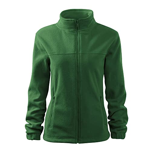 DELUNO Grün Damen Outdoor Fleecejacke - top qualität - Neu - Rot Blau Grau Weis - XS S M L XL XXL (504-L-Flaschengrün)