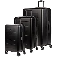 3-Piece SwissGear 8020 Eclipse Hardside Expandable Luggage with Spinner Wheels Set (Black, 18/24/27)