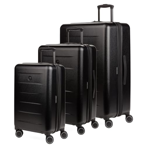 SwissGear 8020 Eclipse Hardside Expandable Luggage with Spinner Wheels, Black, 3-Piece Set (18/24/27)