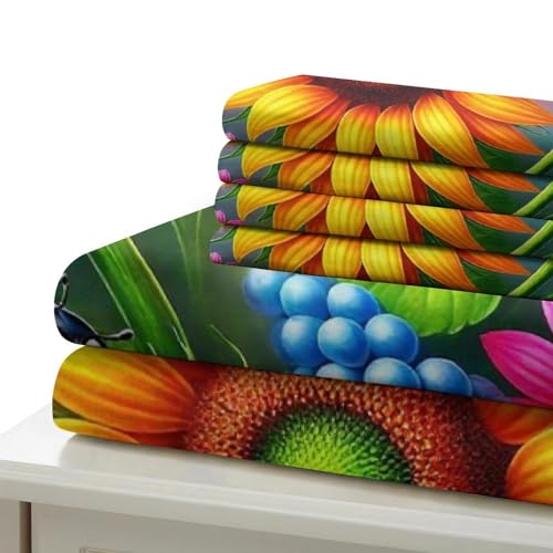 Ensemble de lit tournesol avec fermeture éclair cachée 3D