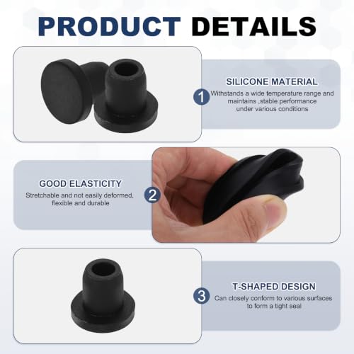 Image of MECCANIXITY 11pcs T-Shaped Silicone Plugs 7.3mm 5 /16 inch Dia Black