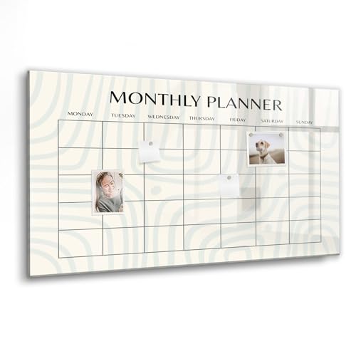 Tableau blanc en verre magnétique agenda mensuel 120x60 avec accessoires
