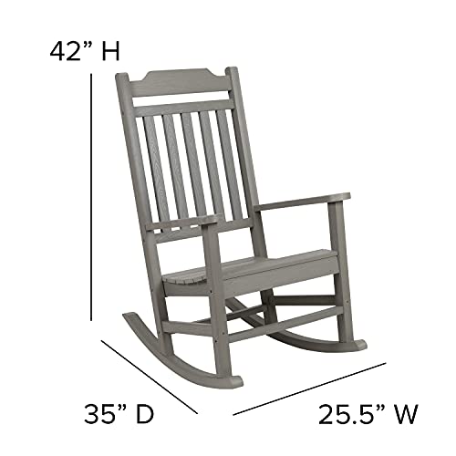 Image of Flash Furniture Winston All-Weather Poly Resin Rocking Chair in Gray