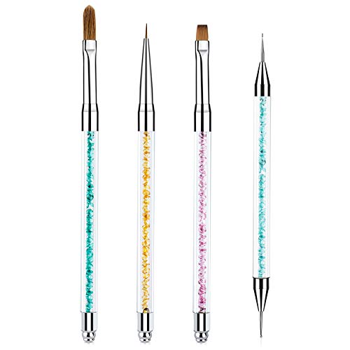 Yolife Acrylic Nail Brush with100% Pure Kolinsky Sable, Nail Art Brush With Brilliant crystal Handle, for Manicure Pedicure (6#, Silver)