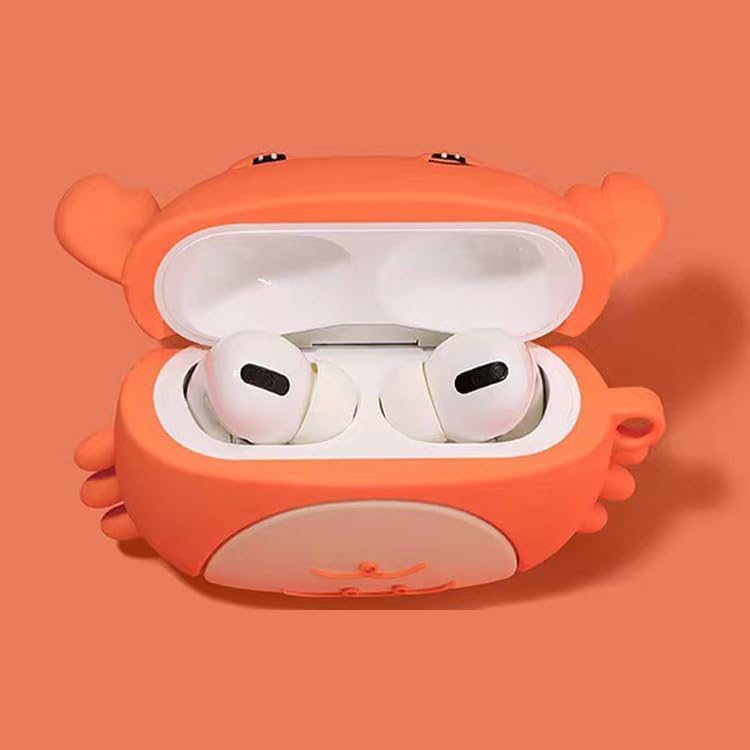 Miniatura 2 de Bonita funda para Airpods ProPro 2 Gen, divertida funda protectora de silicona de cangrejo con llavero antipérdida (funda de cangrejo)