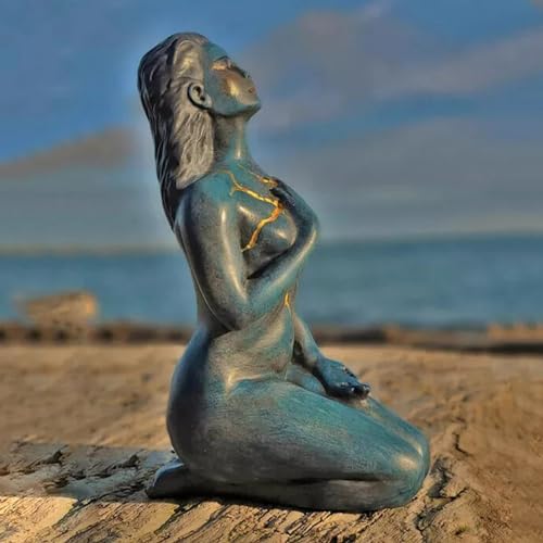 Escultura Diosa del Amor Propio 6.7in Azul Resina miniatura 6