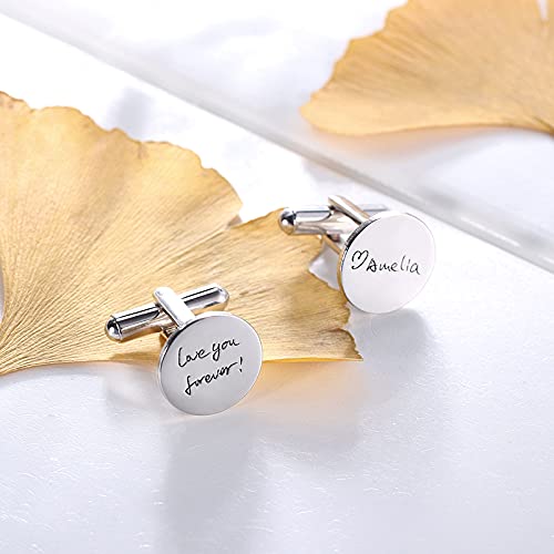 Mancuernillas personalizadas redondas para hombre en acero inoxidable miniatura 2