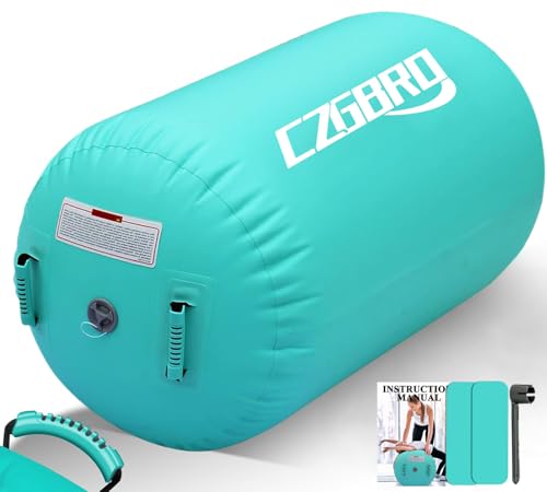 CZGBRO Gymnastics Barrel Air Roller NO Pump Inflatable Tumbling Equipment Air Mat Octagon Mat for Backhandspring Training Cheerleading Home Use(Green 40 * 24inch)