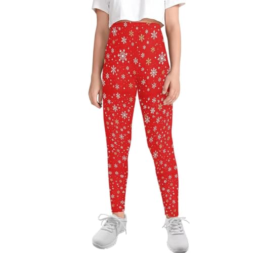 SCRAWLGOD Snowflake Girls Christmas Leggings High Waist Tights
