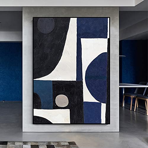 Peinture abstraite texture épaisse bleu Klein pour grand salon