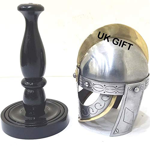Medieval Viking Valas Guards Armour Mini Helmet with Free Wooden Stand Decor Helmet, silver - Image 4