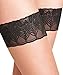 FALKE Women's Lunelle 8 Denier Thigh Highs, Non Slip Peacock Feather Lace Band, Ultra-Sheer Transparent, Nylon, Beige (Pow/Black 979), US shoe 9-10.5, 1 Pair