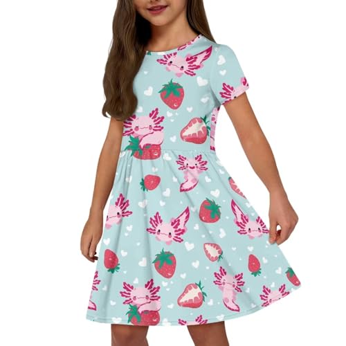 Girl Maxi Dress Floral Short Sleeve Dresses with Pockets Cozy Sunmer T Shirts Dress for Girls 2-14 Years2