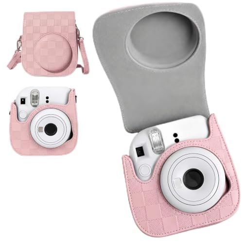 Camera Case for Fujifilm Instax Mini 12, Embossed PU Leather Bag with Strap