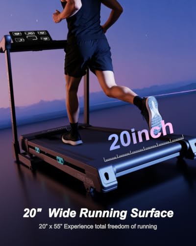 Image of Treadmills for Home with 20% Auto Incline, T510A Foldable Treadmill with 20 inch Extra Wide Running Belt, 12.4 MPH High Speed, Kinomap App & Wireless Charging, 3.5 HP Power Running Treadmill