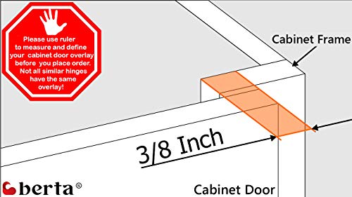 Berta (4 Pieces) 3/8 Inch Overlay Face Frame Soft Closing Hinges, 105 Degree 4-Ways 2-Cam Adjustment Concealed Kitchen Cabinet Door Hinges With Screws (3/8" Overlay, 4 Pieces) #TOP1