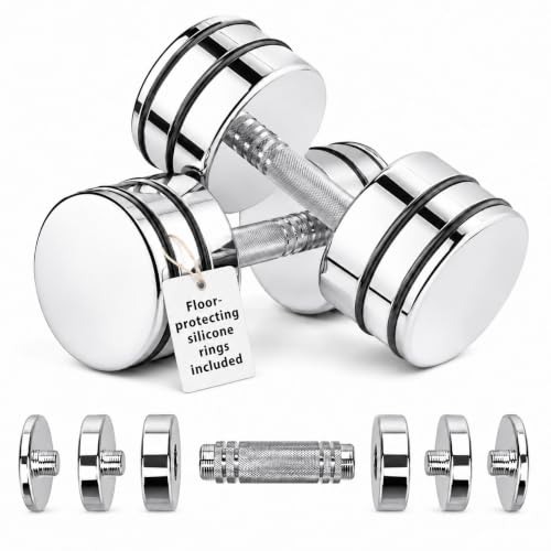 Image of Northdeer Steel Dumbbells Ultracompact & Adjustable Chrome Dumbbell with Foam Handles 5lb 10lb 15lb 20lb 30lb 50lb Home Gym Workout (Choice of Size)