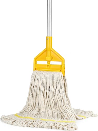 VOUBIEN Commercial Mop Heavy Duty Industrial Cotton Mops with Long Handle | 59" Aluminum Handle/Looped-End String Mops Head/Dry Wet Use for Home/Kitchen/Garage/Office/Concrete/Tile Floor Cleaning - image 1