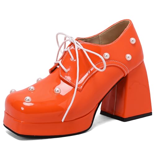 Oxfords femme talon bloc hauts plateforme confort bout carré tailles 34 à 48