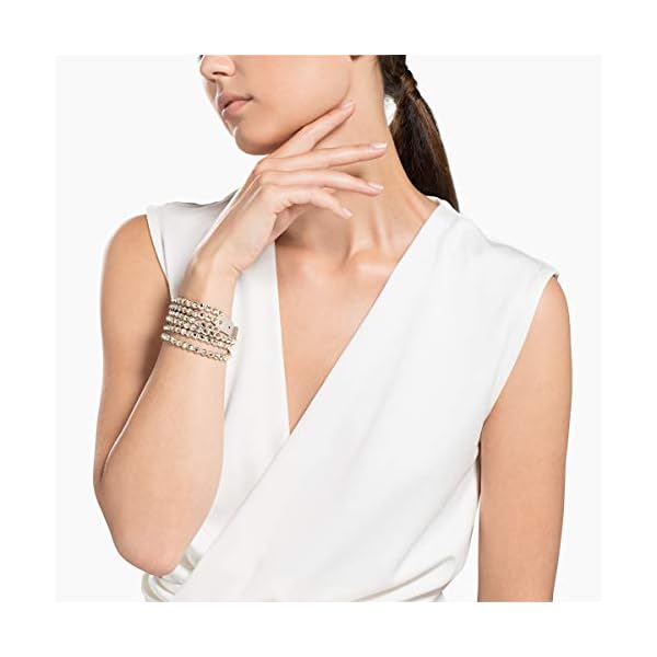 Swarovski Power Women's Slake Wrap Bracelet with Leather Band and Gold-Tone Crystals with Buckle Closure