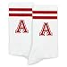SSQBZU Striped Initial Socks with the Letter ‘A’ in Red, Socks for Adult, Teens, Men&Women, Gifts for Friends, Family, etc., Gifts for Birthday, Back to School, Graduation, Christmas.(225)
