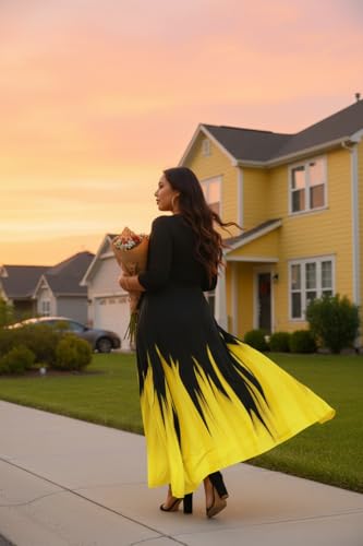 Image of Runwind Plus Size Maxi Dresses - 3 /4 Sleeve V Neck Long Dress for Women (XL-6XL)