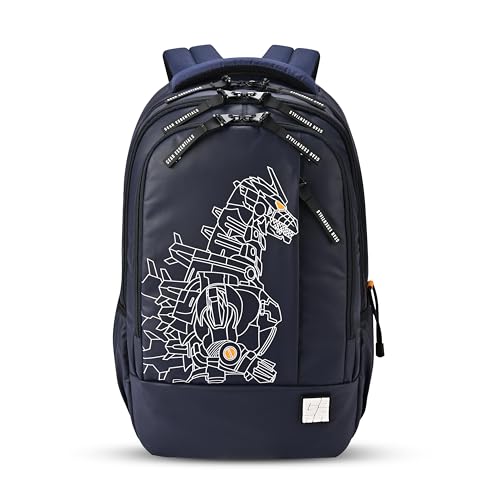 Gear Fiction 1 4 Compartment Backpack 19"/40L Large Water Resistant School Bag/Casual 4 Compartment Backpack/Daypack/Kids Bag for Boys/Girls (Navy-Yellow)