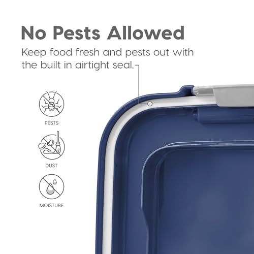 IRIS USA Dog Food Storage Container, 30 lbs & 11 lbs Combo, Cat Food Storage Container, Dog Treat Container, Airtight, Stackable, 2-Cup Scoop, Wheels, Easy Mobility, Navy by IRIS USA - Image 3