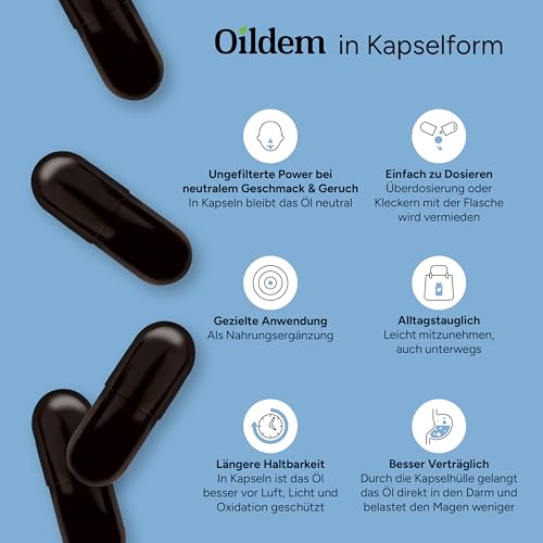 Oildem Bio Schwarzkümmelöl Kapseln vegan (ungefiltert)