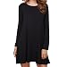 Cylyfmia Women's Casual Long Sleeve O Neck Casual Loose Solid Dress