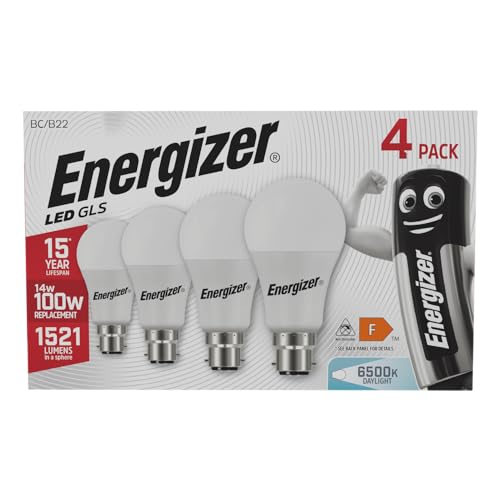 Energizer B22 Bayonet Light Bulbs 1521lm Daylight White 6500K 4 Pack