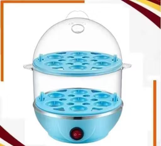 Image of 14-Egg Double Layer Electric Egg Boiler & Steamer - 350W Automatic Egg Cooker for Boiling, Poaching & Steaming - Fast & Efficient Kitchen Appliance (Multicolor)