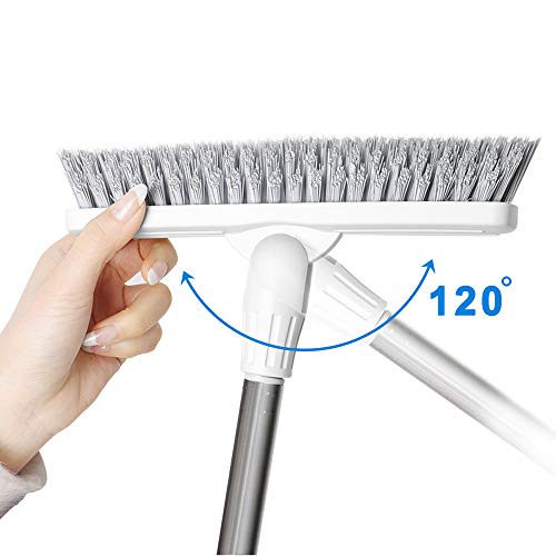 Affogato Floor Scrub Brush Bathroom Long Handle Bathtub Push Broom Shower Tile Grout Scrubber Rotatable Indoor Kitchen Scrubbing Cleaning Brush For Hard To Reach Areas - White #TOP5