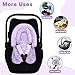 Infant Car Seat Insert, HNHUAMING Baby Car Seat Head & Body Support with 2 Strap Pads, Ultra Soft Newborn Preemie Carseat Insert Cushion for Girls Boys, Fits Car Seat, Stroller, Swing, Bouncer, Purple