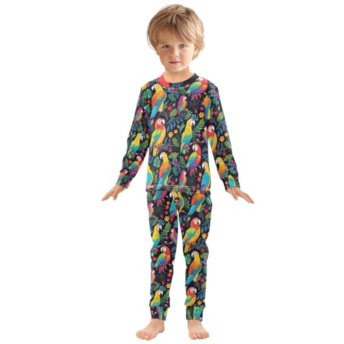 ALAZA Parrot on Trees Pajamas Set Snug-fit Long Sleeve Sleepwear,18 M3