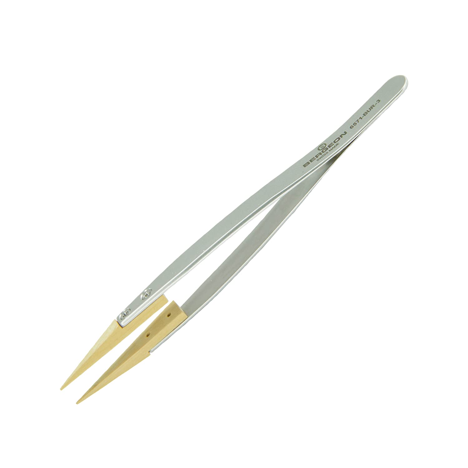 BERGEON Pince à grain 6571-BUR-3, BUR Form 3 avec pointes en bois, outil horloger