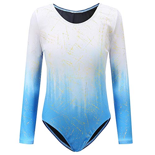 Sinoem Gymnastikanzug Kinder Mädchen Langarm/Ärmellos Turnanzug Ballettröckchen Kleid Trikotanzug Tanz Kleid Gymnastik Training Dancewear Gymnastikbody Blau/Lila/Rosa