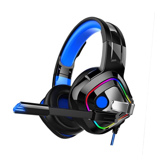 Casque de LED filaire Gadpiparty bleu avec microphone pour PC et console de jeux