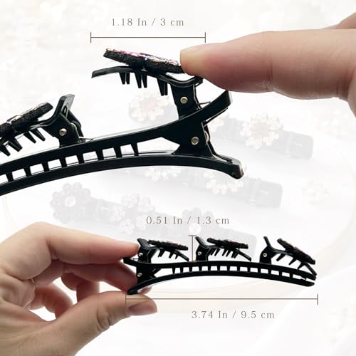 Set de 4 pinzas para cabello con piedras brillantes trenzadas miniatura 2