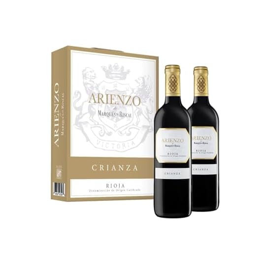 Arienzo de Marqués de Riscal - Vino tinto Crianza Denominación de Origen Calificada Rioja, Variedad Tempranillo, 18 meses en barrica - Estuche 2 botellas x 750 ml
