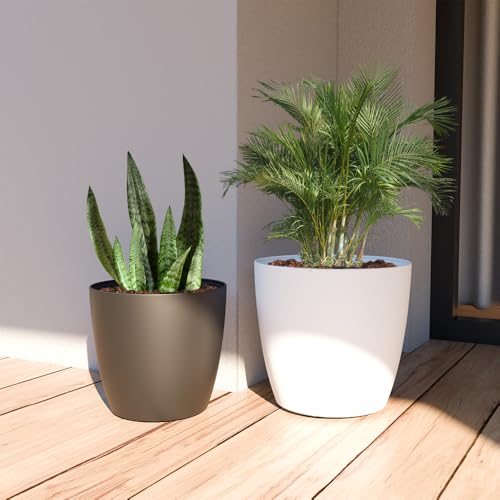 Image of YUCCABE ITALIA SHERA Stella 12 Inch Plastic Plant Pot for Home Decor Indoor Plant Pots for Living Room Plastic Flower Pot for Garden (White, 12 INCH - 4 Pcs)