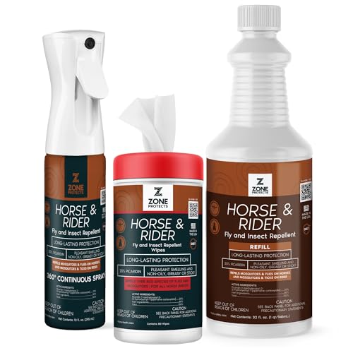 Horse & Rider Fly Insect Repellent Starter Pack – Picaridin 10oz Continuous Spray 32oz Refill 80ct Face Ear Wipes – 12 Hour Protection for Horses Riders Mosquitoes Gnats Ticks - image 6