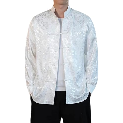 Chemise chinoise dragon rouge en satin blanc : le choix chic des soirées