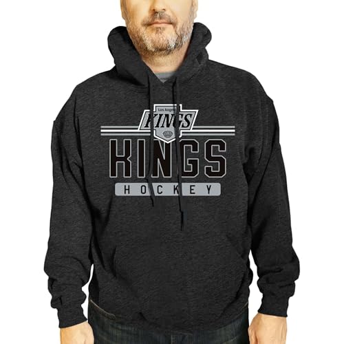 Wright & Ditson NHL Adult Heather Charcoal True Fan Hooded Sweatshirt Unisex - Unisex Cotton Poly Blend - Ultimate Comfort (Los Angeles Kings - Charcoal, XX-Large)
