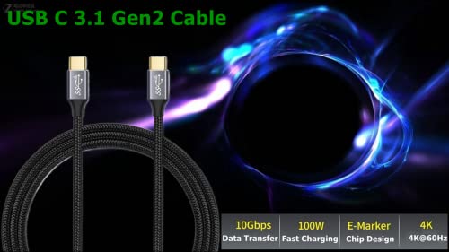 CAKOBLE Kabel USB-C do USB-C 3.1 Gen2 10 Gb/s Transfer danych, 100 W 20V/5A kabel USBC szybkie ładowanie 4K Video Output kompatybilny z Thunderbolt 3, MacBook Pro, Galaxy S21, 2M
