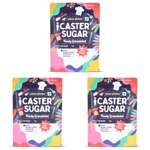 Image of Urban Platter Professional Caster Sugar, 1kg (Perfect for Baking, Castor Sugar, Finely Granulated Free-flowing Sweetener) (Pack of 3)